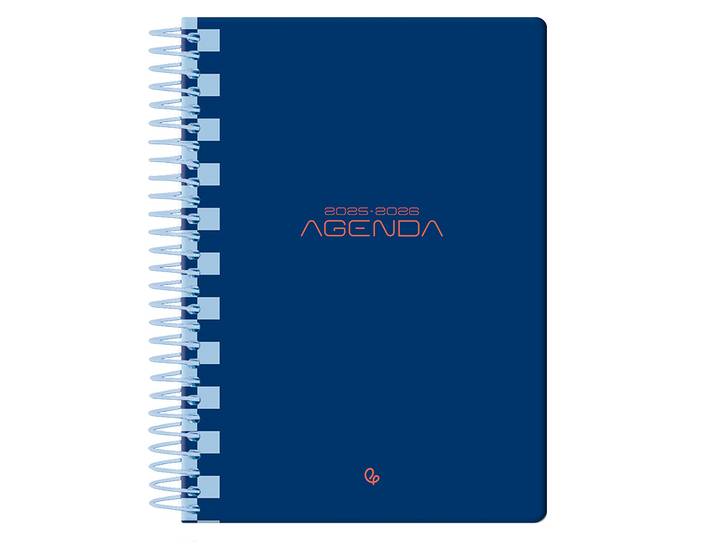 AGENDA ESCOLAR LIDERPAPEL 25-26 ESPIRAL CLASSIC AZUL OSCURO DIA PAGINA A5 BILINGE PAPEL FSC 70 GR