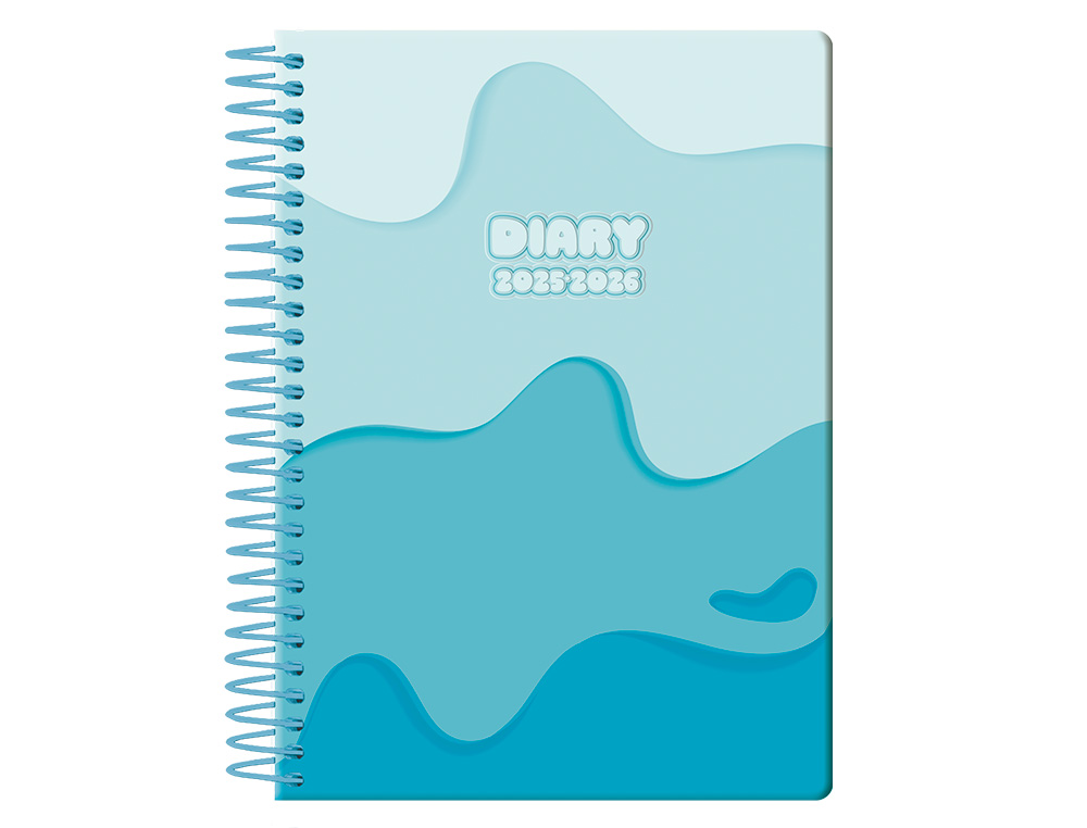 AGENDA ESCOLAR LIDERPAPEL 25-26 ESPIRAL MELTING AZUL SEMANA VISTA A6 BILINGE PAPEL FSC 80 GR
