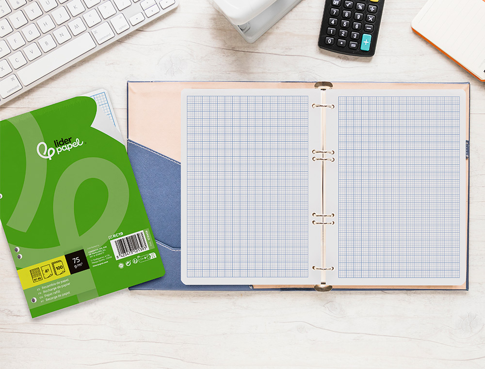 RECAMBIO LIDERPAPEL DIN A5 100 HOJAS 75GR RAYADO Nº 46 6 TALADROS