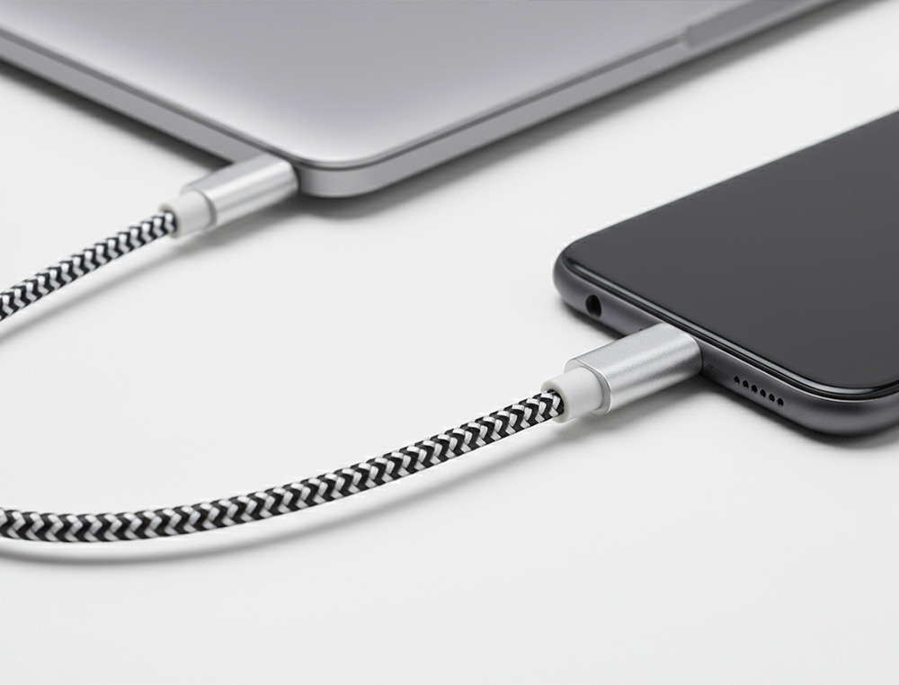 CABLE USB-C A USB-C Q-CONNECT NAILON LONGITUD 1M BLANCO