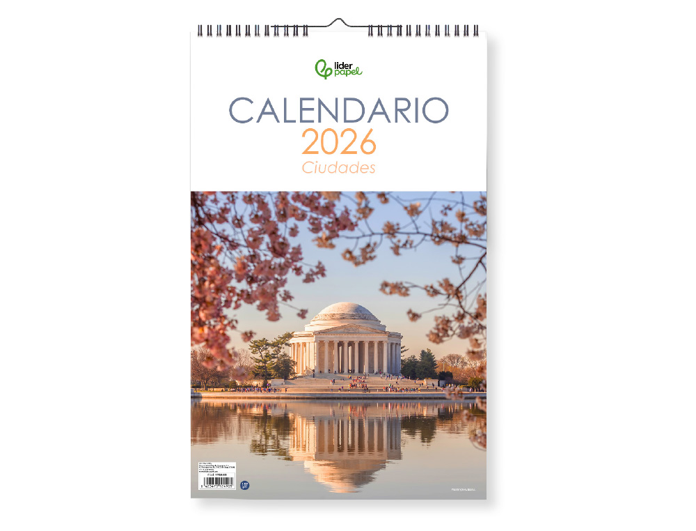 CALENDARIO ESPIRAL PARED LIDERPAPEL IMAGENES CIUDADES 2026 PARA ESCRIBIR 25X40 CM PAPEL 157 GR