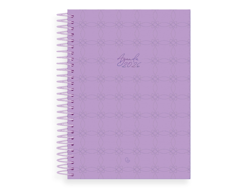 AGENDA ESPIRAL LIDERPAPEL PERISSA A5 2026 DIA PAGINA MORADO PAPEL 80 GR FSC