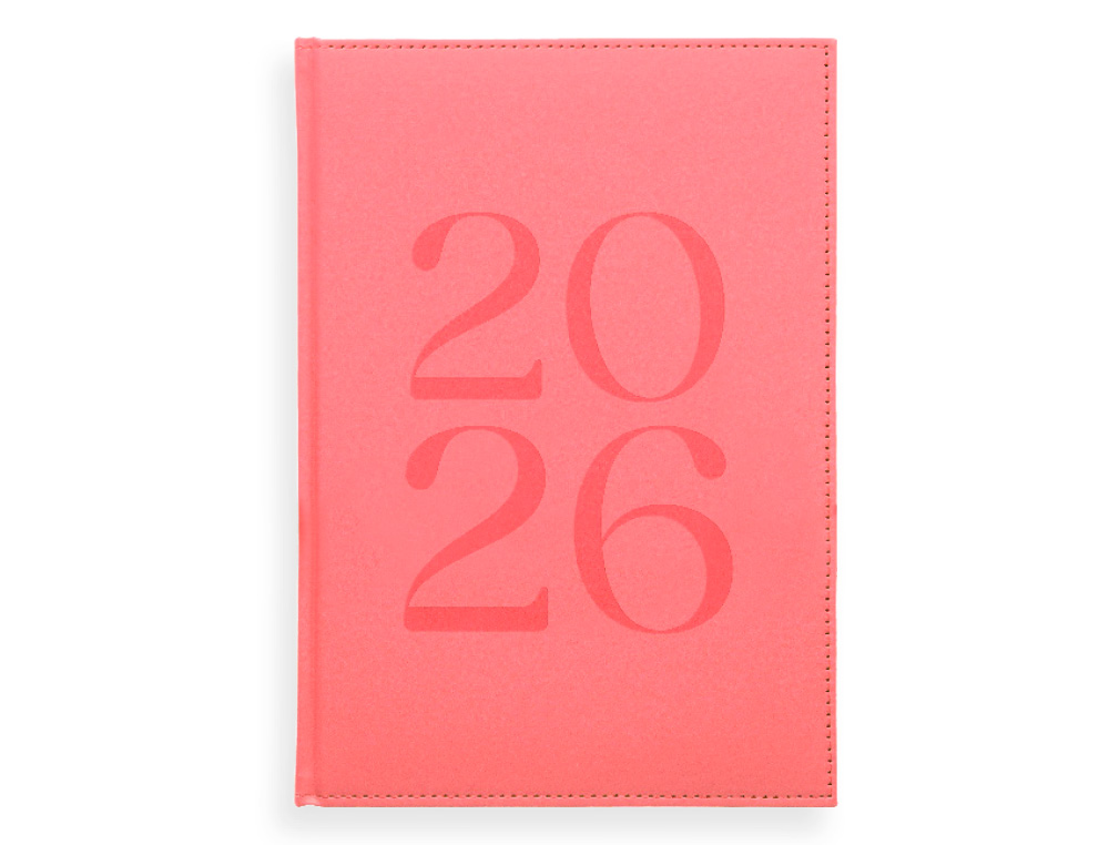 AGENDA ENCUADERNADA LIDERPAPEL CRETA 170X240 MM 2026 DIA PAGINA ROSA PAPEL 70 GR FSC