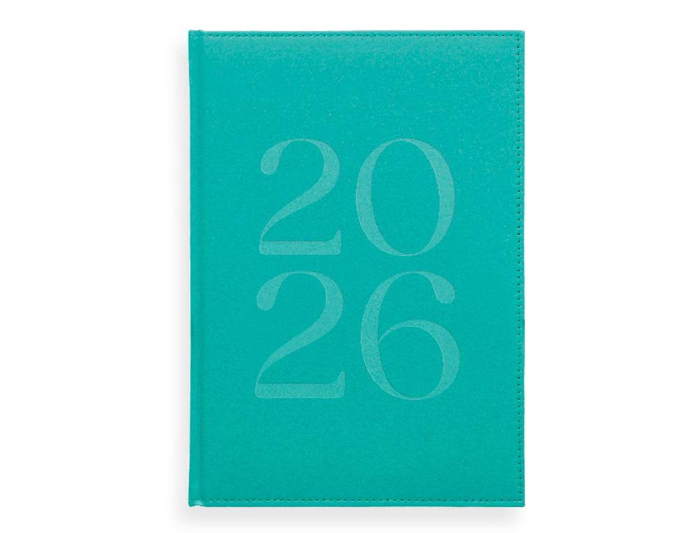 AGENDA ENCUADERNADA LIDERPAPEL CRETA 170X240 MM 2026 DIA PAGINA TURQUESA PAPEL 70 GR FSC