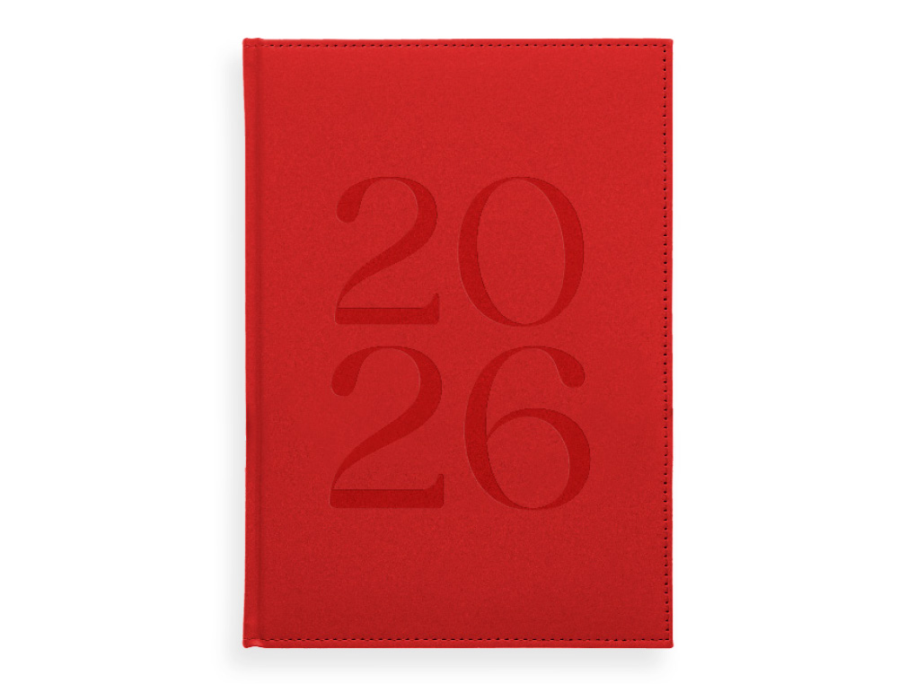 AGENDA ENCUADERNADA LIDERPAPEL CRETA 170X240 MM 2026 SEMANA VISTA ROJO PAPEL 70 GR FSC
