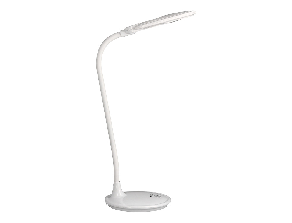 LAMPARA DE OFICINA Q-CONNECT SOBREMESA PROFESIONAL ABS 18 LEDS 5W INTERRUPTOR SENSOR 3 NIVELES CON LUPA COLOR BLANCO