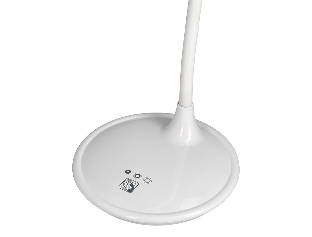 LAMPARA DE OFICINA Q-CONNECT SOBREMESA PROFESIONAL ABS 18 LEDS 5W INTERRUPTOR SENSOR 3 NIVELES CON LUPA COLOR BLANCO