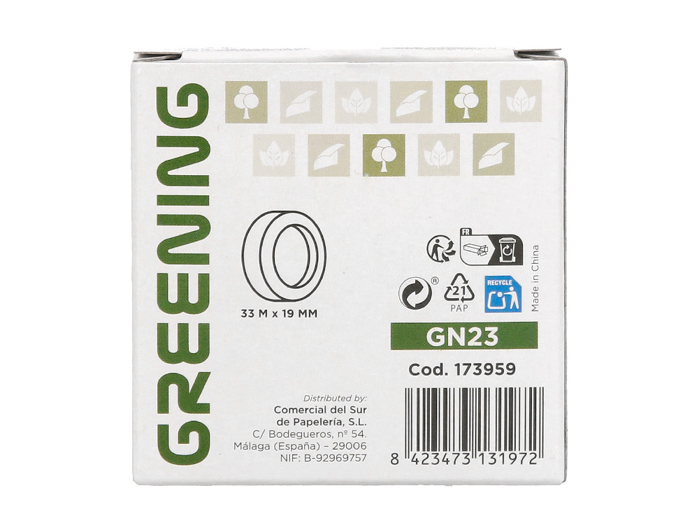 CINTA ADHESIVA GREENING INVISIBLE 33 MT X 19 MM