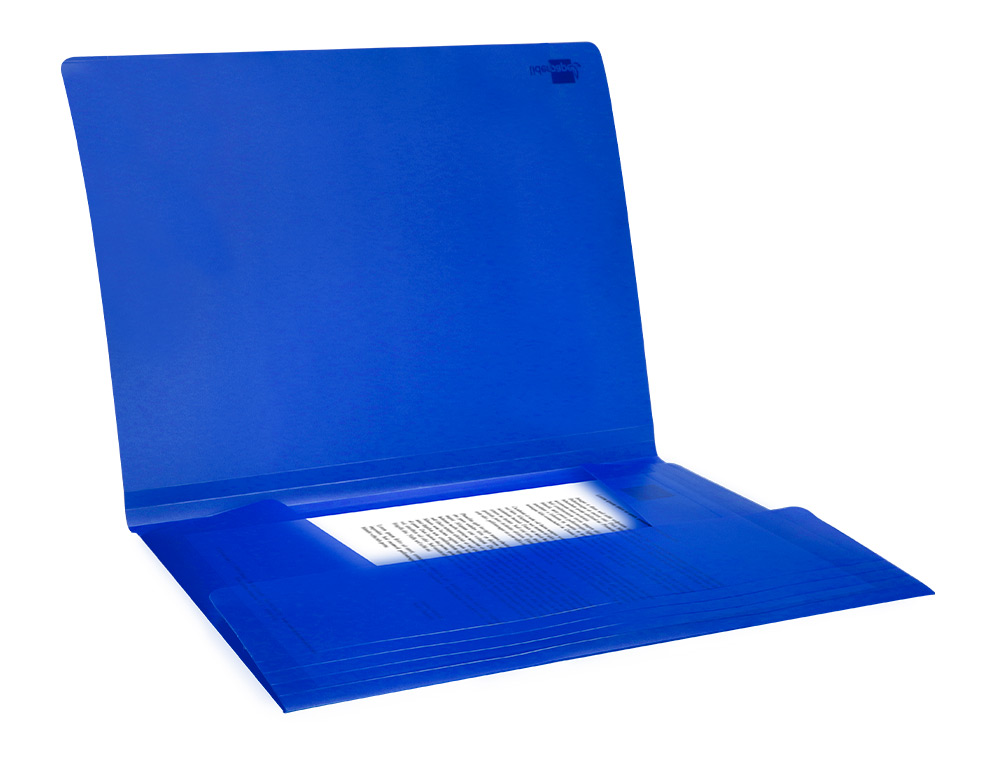 CARPETA LIDERPAPEL GOMAS TRES SOLAPAS POLIPROPILENO DIN A4 COLOR AZUL TRANSLUCIDO