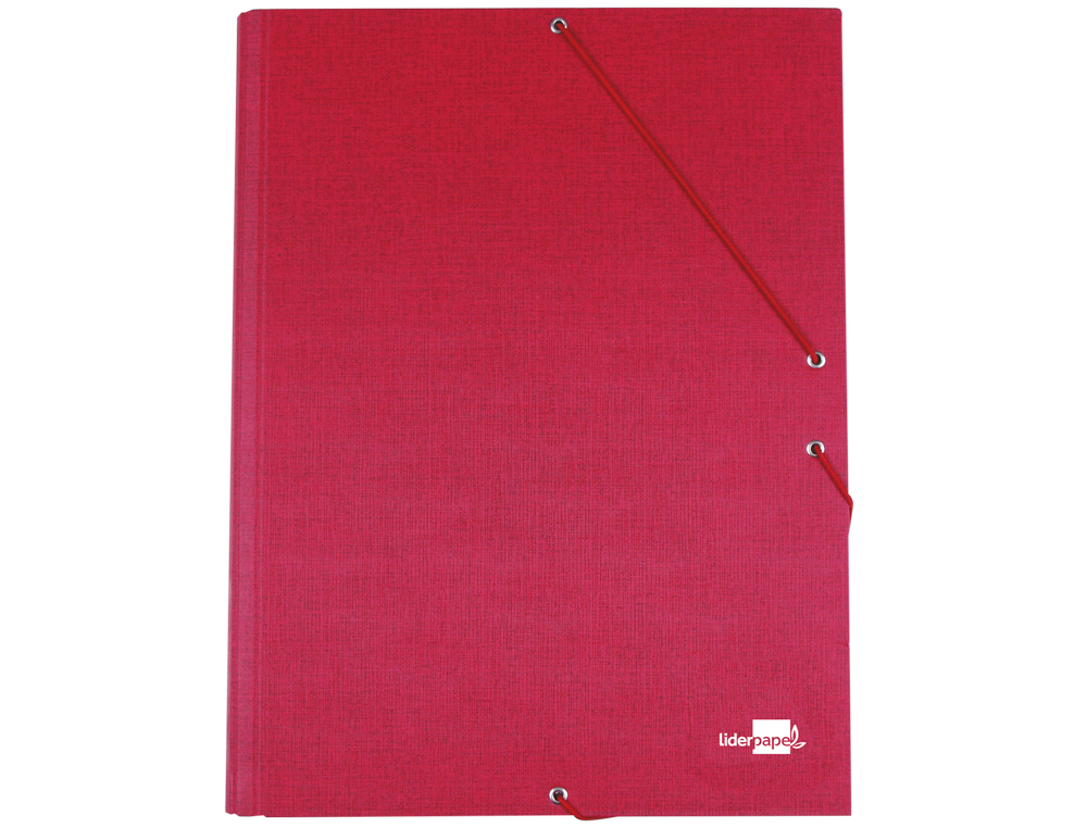 CARPETA LIDERPAPEL GOMAS TRES SOLAPAS CARTON FORRADO FOLIO COLOR ROJO