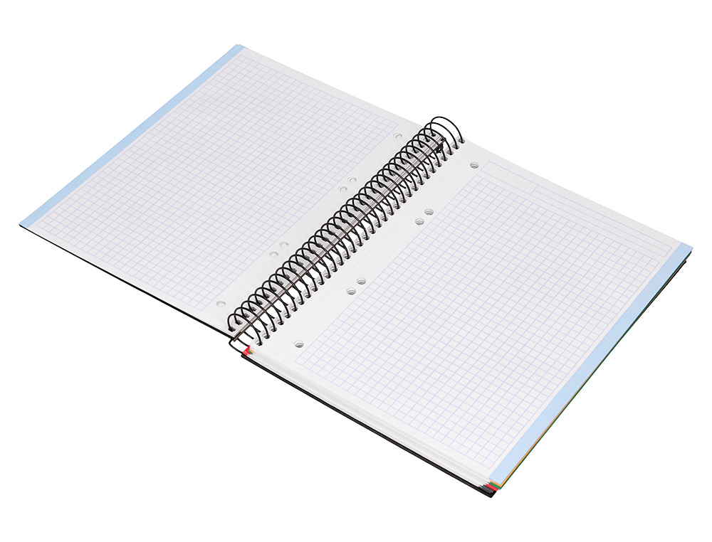 CUADERNO ESPIRAL LIDERPAPEL A5 MICRO PAPERCOAT TAPA FORRADA 140H 75 GR CUADRO5MM 5 BANDAS 6 TALADROS NEGRO