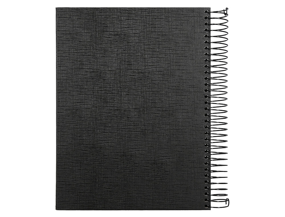 CUADERNO ESPIRAL LIDERPAPEL A5 MICRO PAPERCOAT TAPA FORRADA 140H 75 GR CUADRO5MM 5 BANDAS 6 TALADROS NEGRO