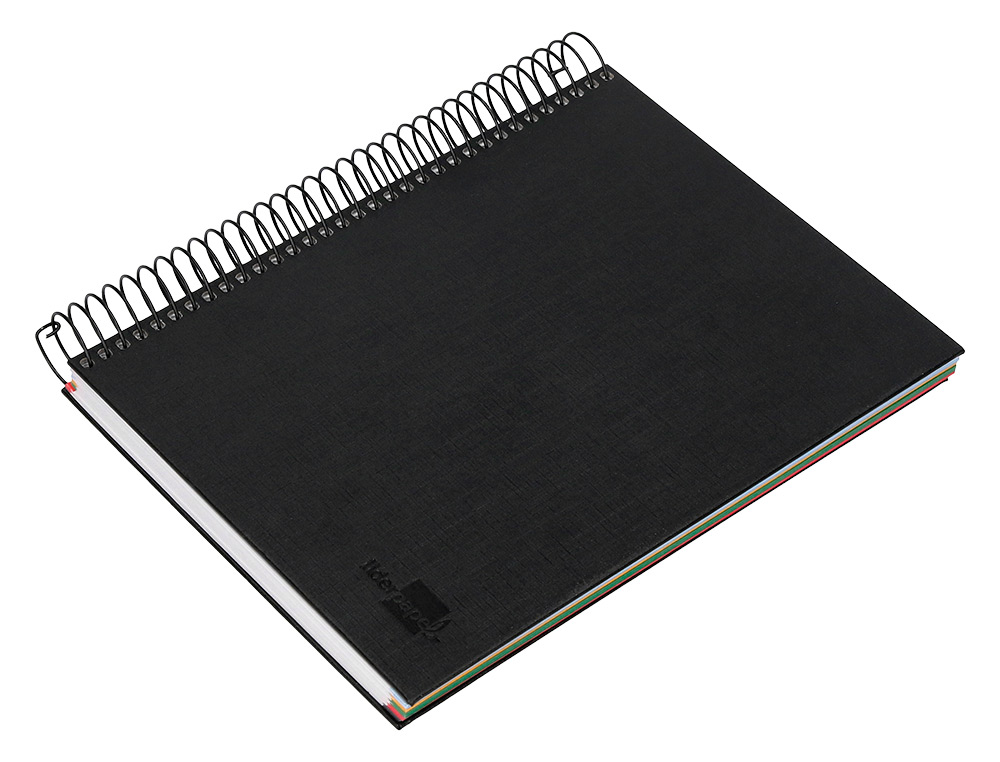 CUADERNO ESPIRAL LIDERPAPEL A5 MICRO PAPERCOAT TAPA FORRADA 140H 75 GR CUADRO5MM 5 BANDAS 6 TALADROS NEGRO