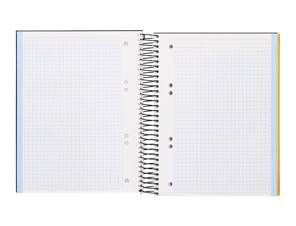 CUADERNO ESPIRAL LIDERPAPEL A5 MICRO PAPERCOAT TAPA FORRADA 140H 75 GR CUADRO5MM 5 BANDAS 6 TALADROS NEGRO