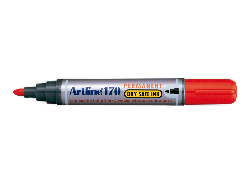ROTULADOR ARTLINE MARCADOR PERMANENTE 170 ROJO PUNTA REDONDA 2 MM ANTISECADO