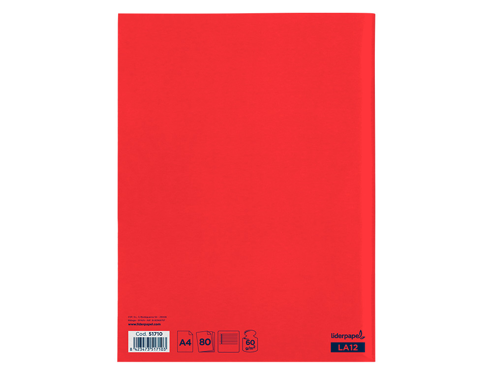 LIBRETA LIDERPAPEL SMART A4 80 HOJAS 60G/M2 HORIZONTAL CON DOBLE MARGEN