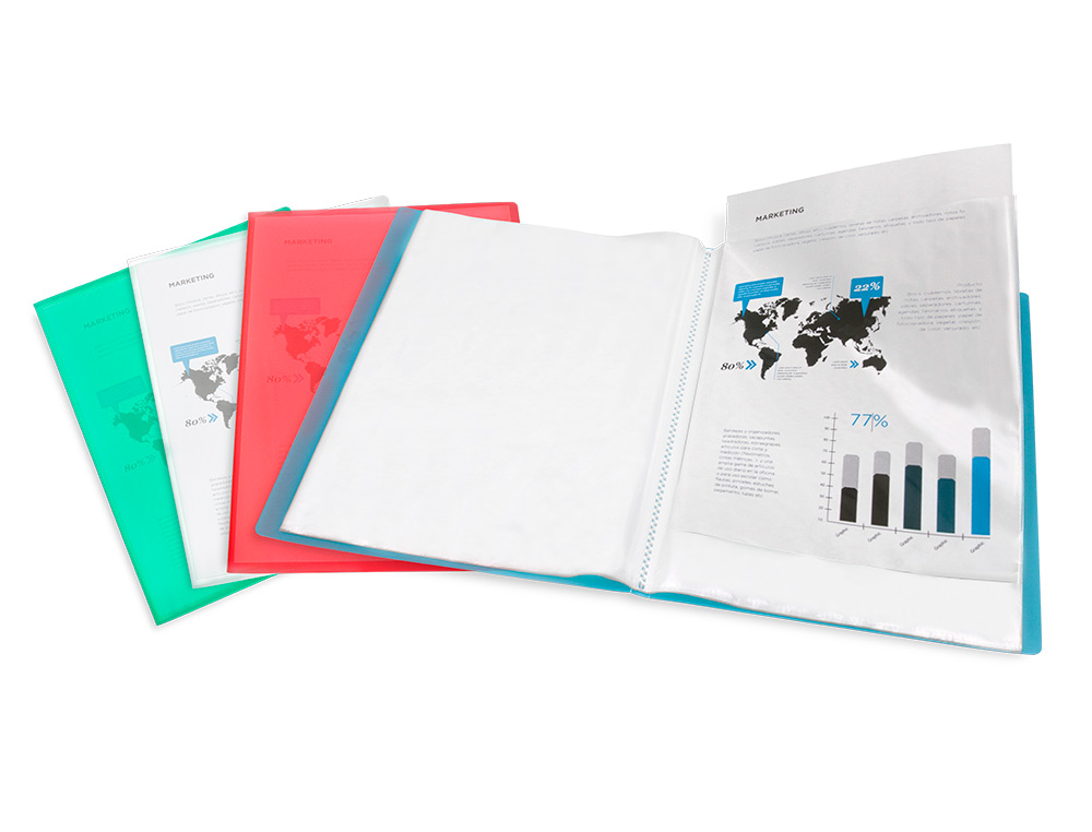 CARPETA LIDERPAPEL ESCAPARATE 47484 10 FUNDAS POLIPROPILENO TRASLUCIDA DIN A4 TRANSPARENTE