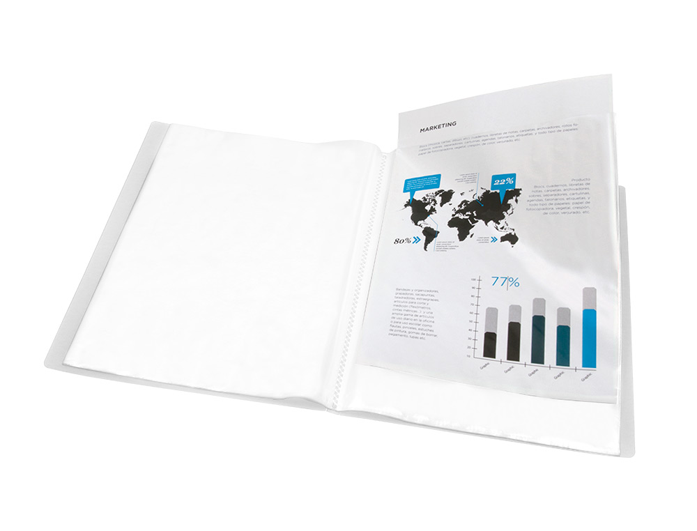 CARPETA LIDERPAPEL ESCAPARATE 47484 10 FUNDAS POLIPROPILENO TRASLUCIDA DIN A4 TRANSPARENTE