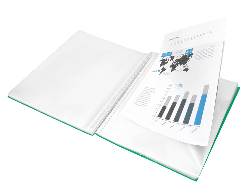 CARPETA LIDERPAPEL ESCAPARATE CON ESPIRAL 10 FUNDAS POLIPROPILENO DIN A4 VERDE