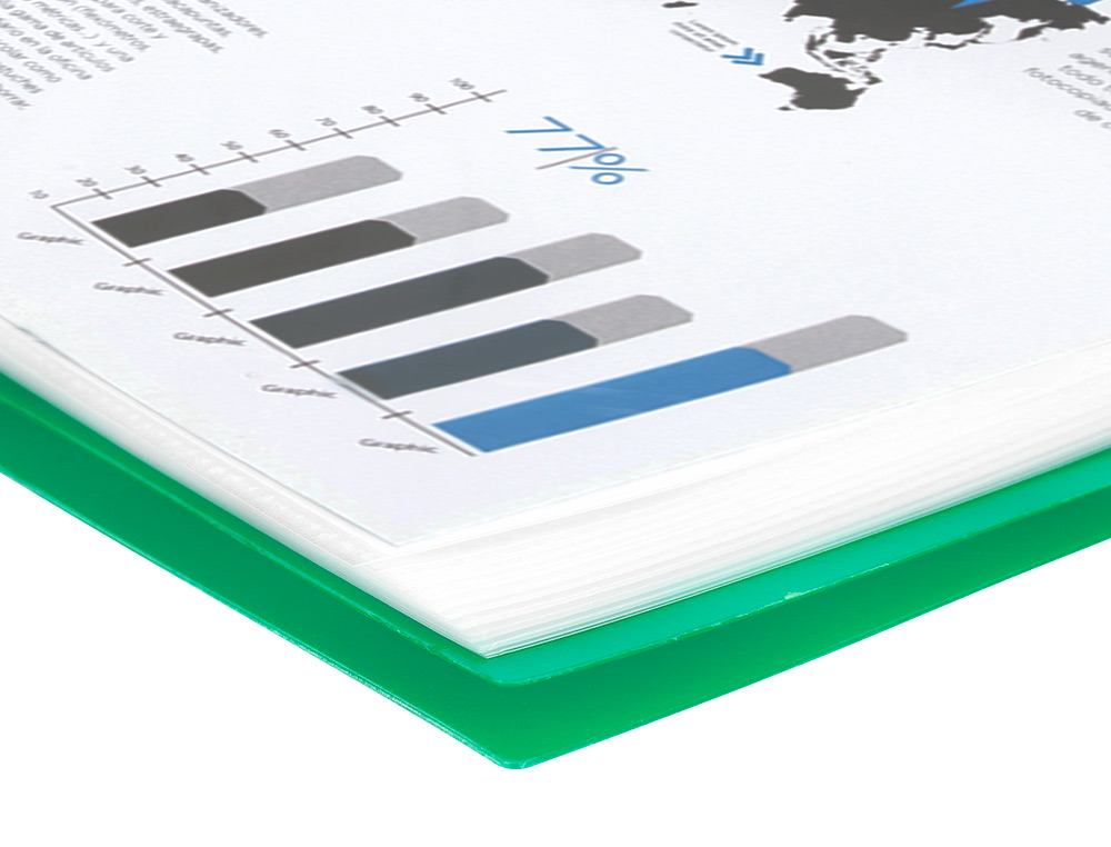CARPETA LIDERPAPEL ESCAPARATE CON ESPIRAL 10 FUNDAS POLIPROPILENO DIN A4 VERDE