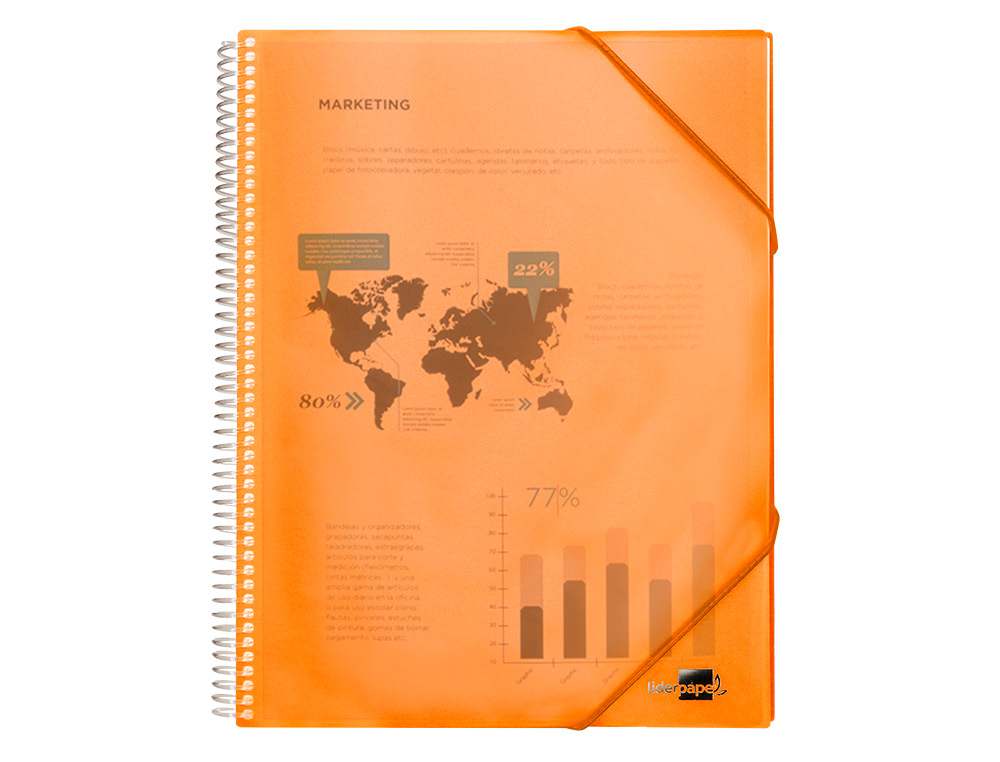 CARPETA LIDERPAPEL ESCAPARATE CON ESPIRAL 60 FUNDAS POLIPROPILENO DIN A4 NARANJA