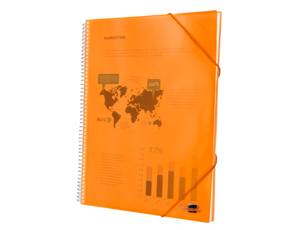 CARPETA LIDERPAPEL ESCAPARATE CON ESPIRAL 60 FUNDAS POLIPROPILENO DIN A4 NARANJA