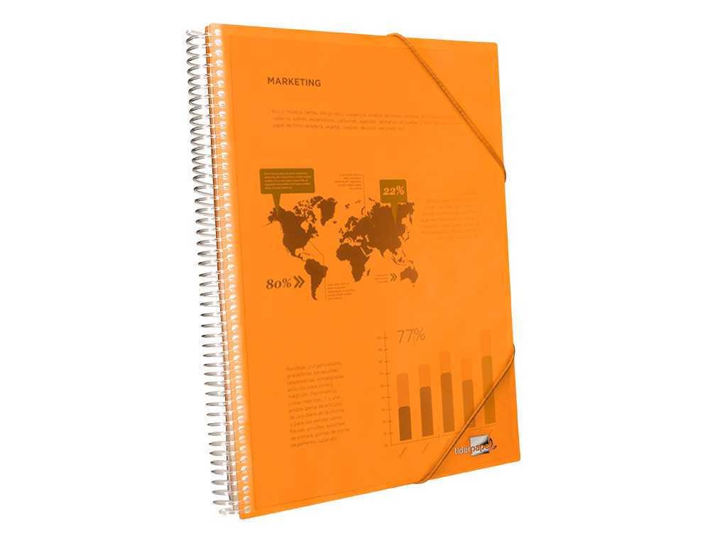 CARPETA LIDERPAPEL ESCAPARATE CON ESPIRAL 60 FUNDAS POLIPROPILENO DIN A4 NARANJA