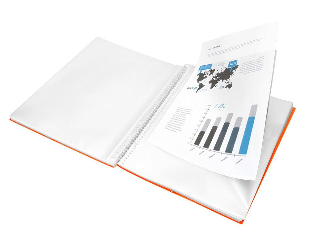 CARPETA LIDERPAPEL ESCAPARATE CON ESPIRAL 60 FUNDAS POLIPROPILENO DIN A4 NARANJA