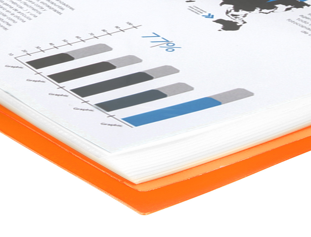CARPETA LIDERPAPEL ESCAPARATE CON ESPIRAL 60 FUNDAS POLIPROPILENO DIN A4 NARANJA
