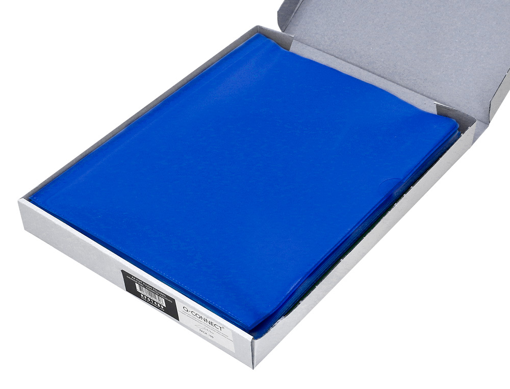 CARPETA DOSSIER UÑERO PLASTICO Q-CONNECT DIN A4 120 MICRAS AZUL CAJA DE 100 UNIDADES