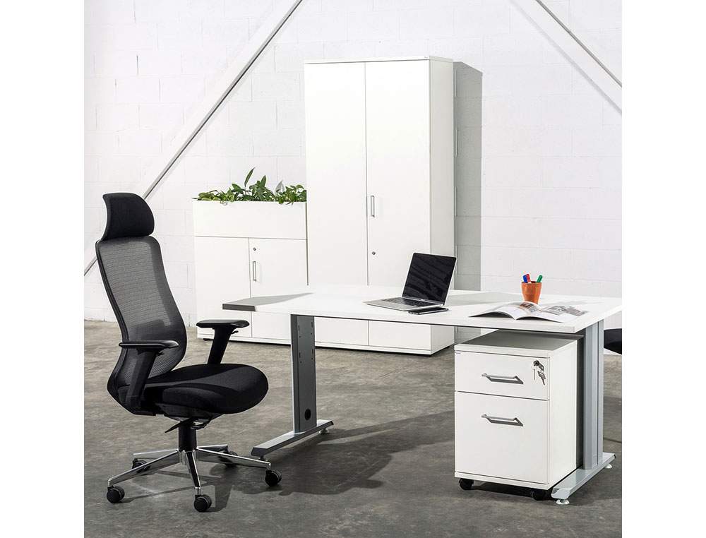 MESA DE OFICINA ROCADA METAL 2001AC02 GRIS/GRIS 140X80 CM