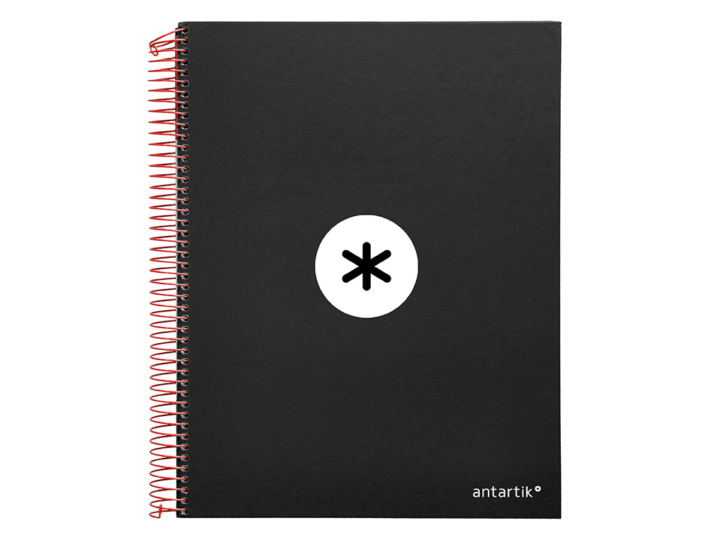 CUADERNO ESPIRAL A4 MICRO ANTARTIK TAPA FORRADA 120H 90 GR HORIZONTAL 5 BANDAS 4 TALADROS COLOR NEGRO