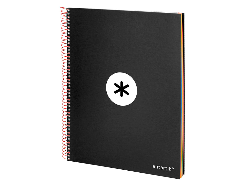 CUADERNO ESPIRAL A4 MICRO ANTARTIK TAPA FORRADA 120H 90 GR HORIZONTAL 5 BANDAS 4 TALADROS COLOR NEGRO