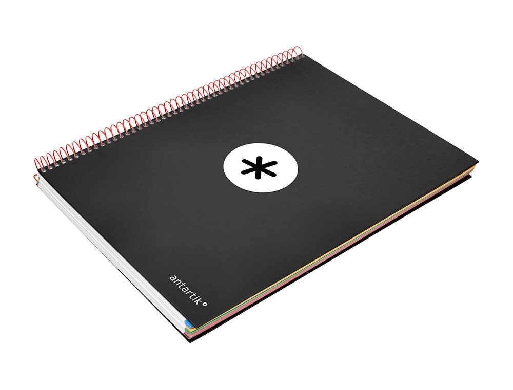 CUADERNO ESPIRAL A4 MICRO ANTARTIK TAPA FORRADA 120H 90 GR HORIZONTAL 5 BANDAS 4 TALADROS COLOR NEGRO