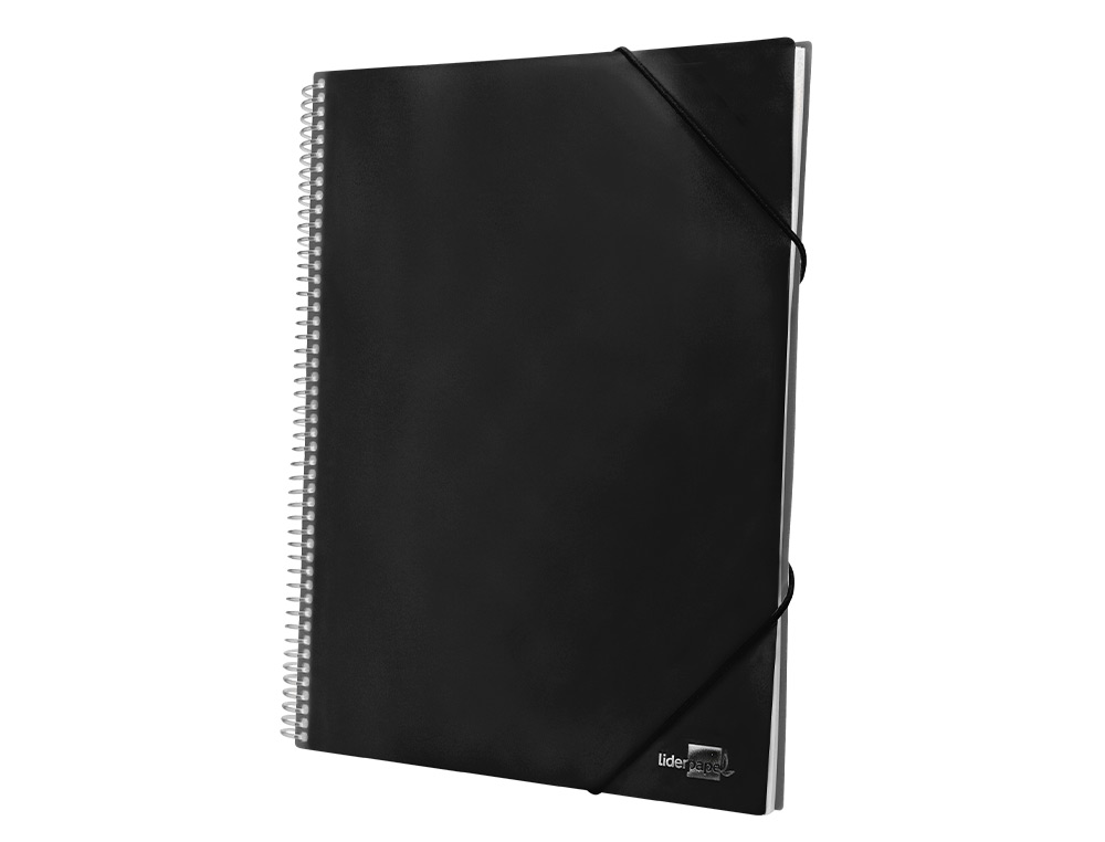 CARPETA LIDERPAPEL ESCAPARATE CON ESPIRAL 60 FUNDAS POLIPROPILENO DIN A4 NEGRO