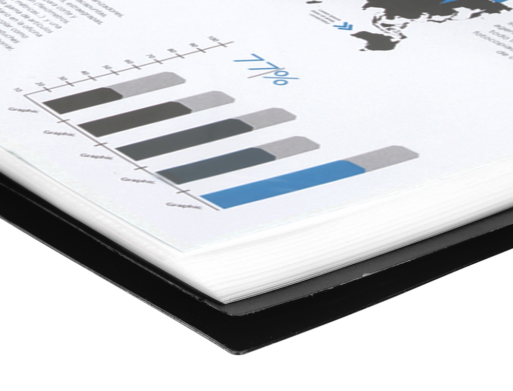 CARPETA LIDERPAPEL ESCAPARATE CON ESPIRAL 60 FUNDAS POLIPROPILENO DIN A4 NEGRO