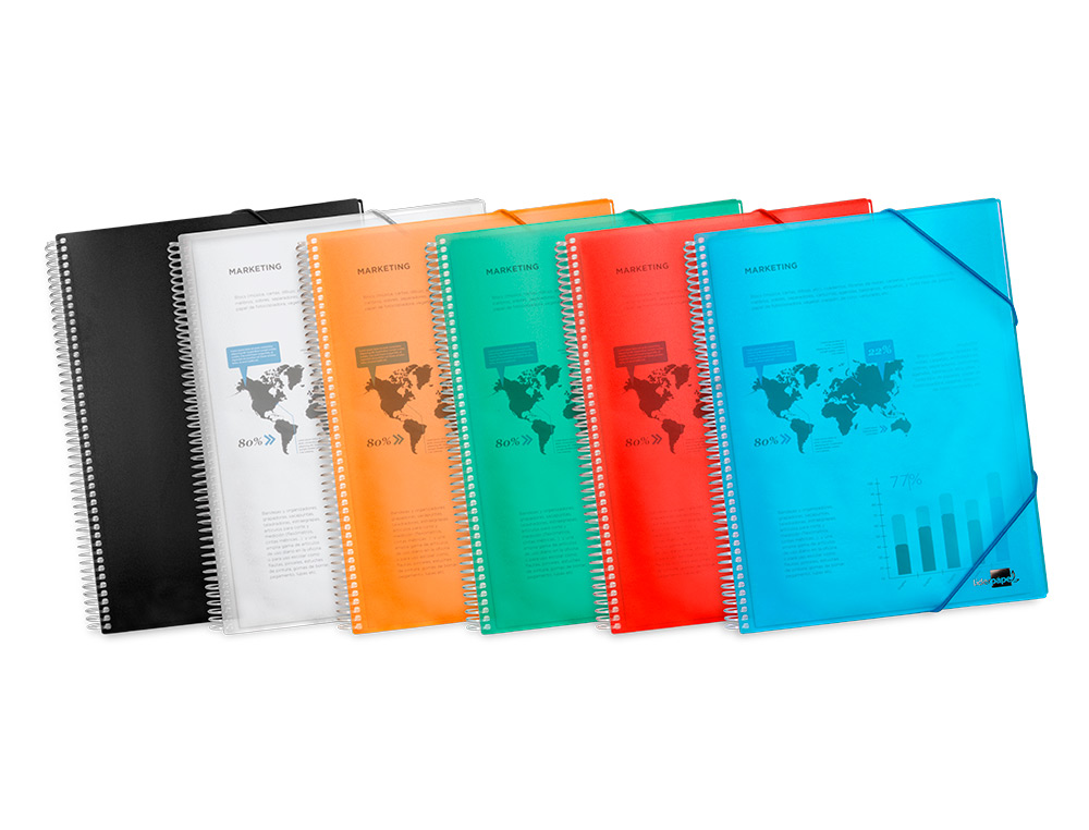 CARPETA LIDERPAPEL ESCAPARATE CON ESPIRAL 60 FUNDAS POLIPROPILENO DIN A4 NEGRO