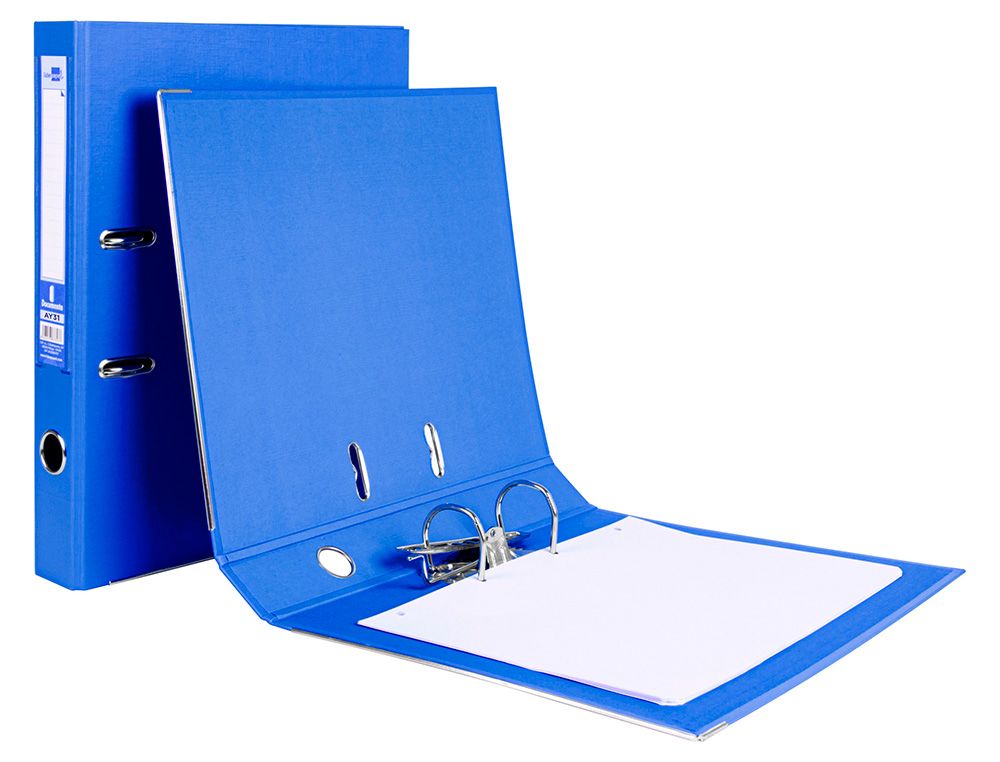 ARCHIVADOR DE PALANCA LIDERPAPEL FOLIO DOCUMENTA FORRADO PVC CON RADO LOMO 52 MM AZUL COMPRESOR METALICO