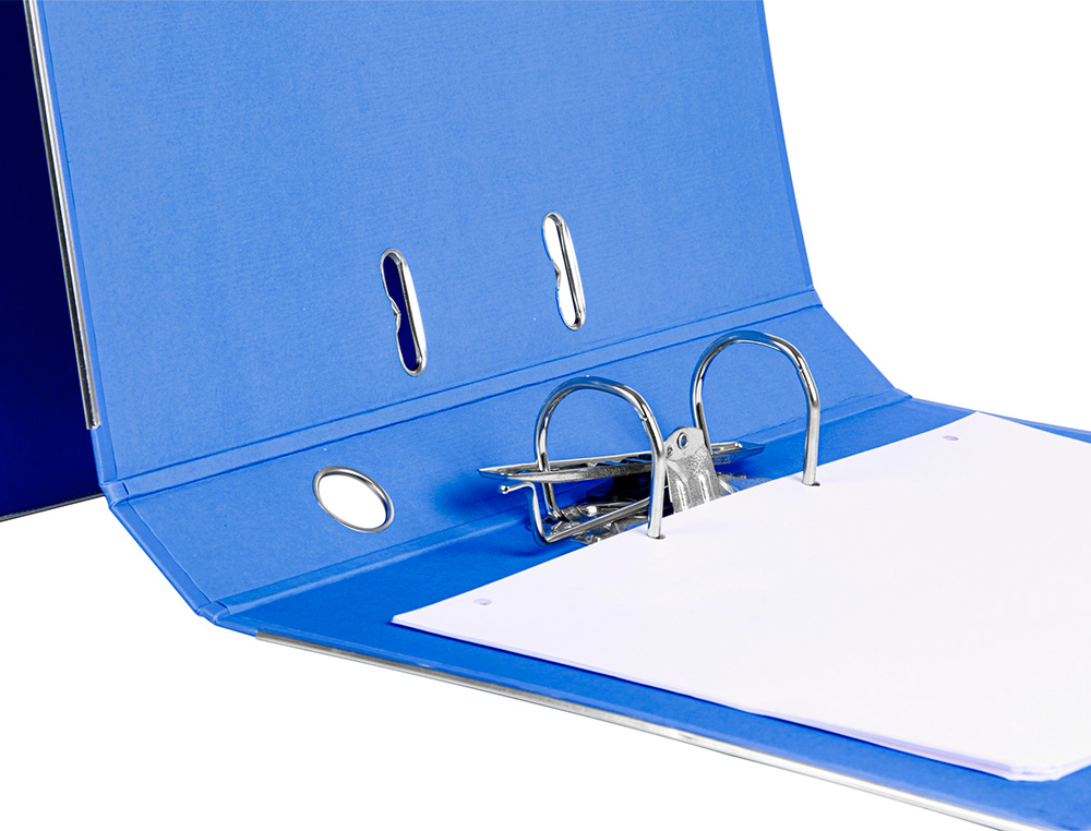 ARCHIVADOR DE PALANCA LIDERPAPEL FOLIO DOCUMENTA FORRADO PVC CON RADO LOMO 52 MM AZUL COMPRESOR METALICO