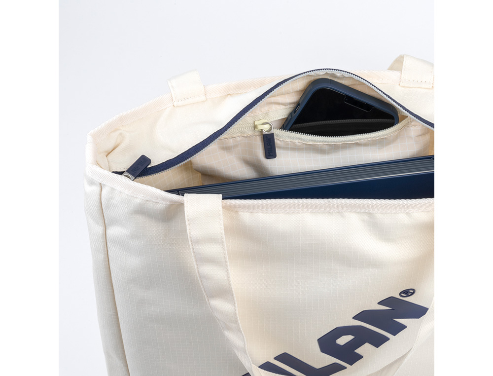 BOLSA CON ASAS MILAN TOTE BAG DOS CREMALLERAS SERIE 1918 COLOR BEIGE 380X360X65 MM