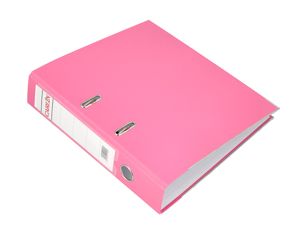 ARCHIVADOR DE PALANCA CARLIN FOLIO FORRADO POLIPROPILENO CON RADO LOMO ANCHO 75 MM ROSA