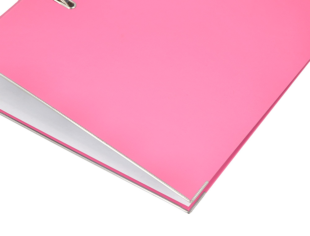 ARCHIVADOR DE PALANCA CARLIN FOLIO FORRADO POLIPROPILENO CON RADO LOMO ANCHO 75 MM ROSA