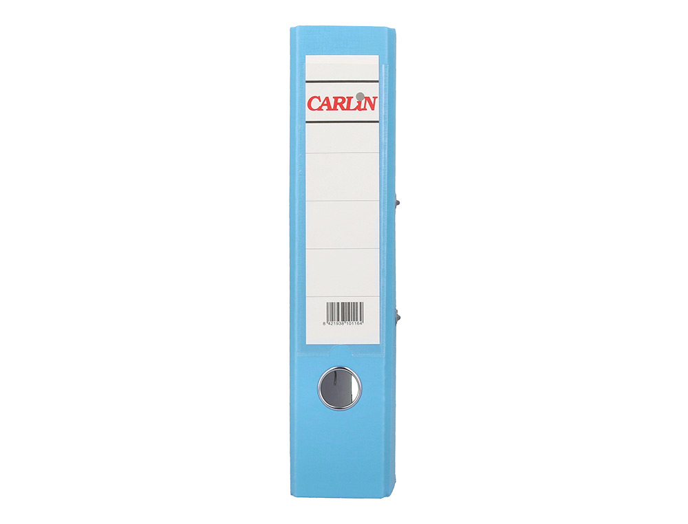 ARCHIVADOR DE PALANCA CARLIN DIN A4 FORRADO POLIPROPILENO CON RADO LOMO ANCHO 75 MM AZUL CLARO