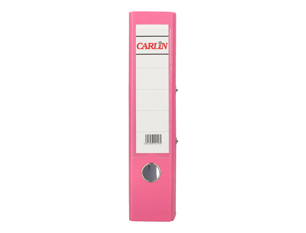 ARCHIVADOR DE PALANCA CARLIN DIN A4 FORRADO POLIPROPILENO CON RADO LOMO ANCHO 75 MM ROSA