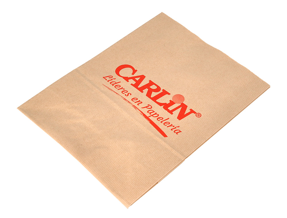 BOLSA KRAFT VERJURADO ASA PLANA CARLIN 26X12X35 CM 90 GR CAJA DE 250 UNIDADES