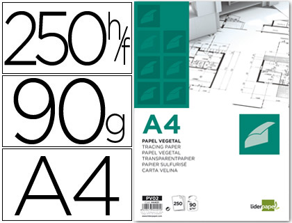 PAPEL VEGETAL LIDERPAPEL 90GR 210X297MM